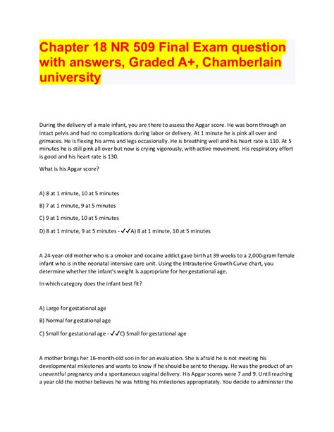 Download File PDF Ati Med Surg Final Exam Study GuideExam MED SURG FINAL EXAM QUESTION BANK (From Exams 1-3 & ATI&x27;s) Exam 1 1. . Nr 325 final exam quizlet chamberlain